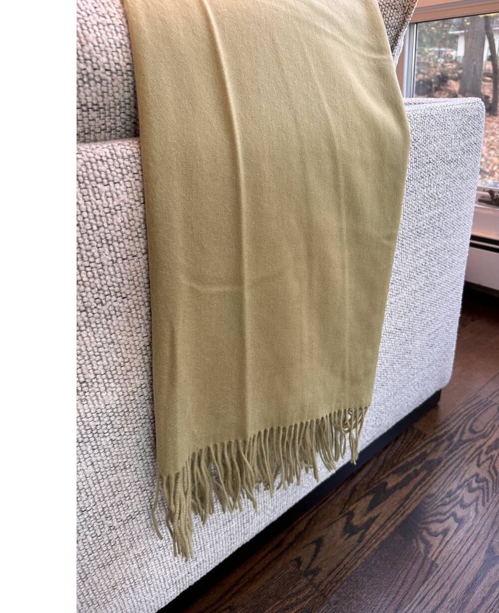 KASHMERE Green Sage Fringe Wool Throw Couch Blanket 52"x82"